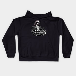 BRB meme Jesus is coming soon Riding Motorcycle Kids Hoodie